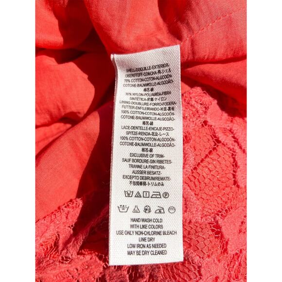 FREE PEOPLE Womens CORAL‎ ORANGE Lace DRESS Strapless Crochet Trim Mini SZ 10 - Picture 5 of 6